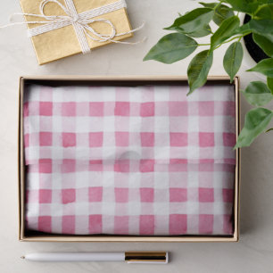 Papel De Seda Girly Pink Plaid Stripes Cumpleaños