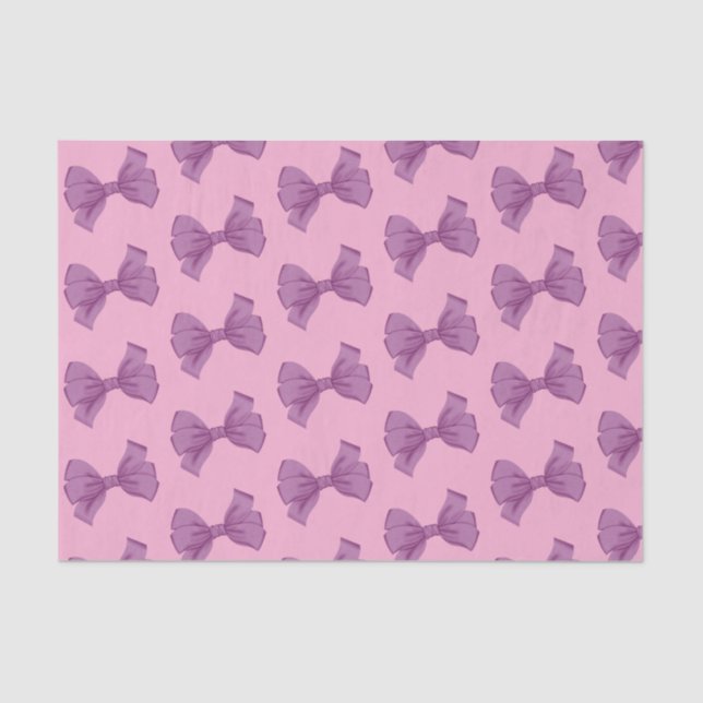 Papel De Seda Girly Pink Purple Bow Baby Shower Cumpleaños (Anverso)