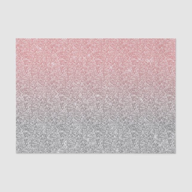 Papel De Seda Girly Rosa Gold Silver Purpurina Ombre Diseño (Anverso)