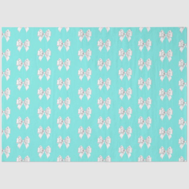 Papel De Seda Girly Verde azulado Aqua Blue Tiffany Tema Bow Bla (Anverso)