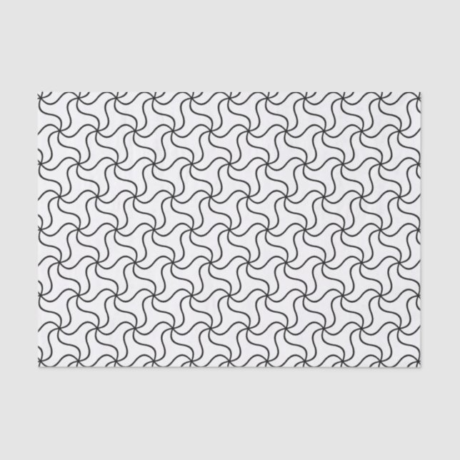 Papel De Seda Giro abstracto elegante en blanco y negro (Anverso)