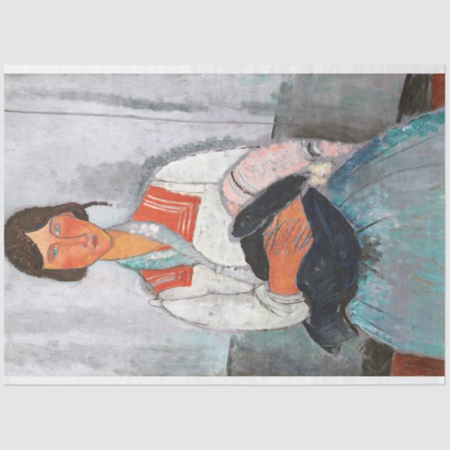 Papel De Seda Gitana con bebé, Modigliani (Anverso)
