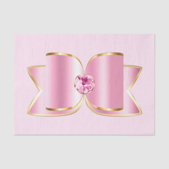 Papel De Seda Glam Bow rosa con piedra angular (Anverso)