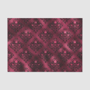 Papel De Seda Glam Burgundy Foil Glitter Damask