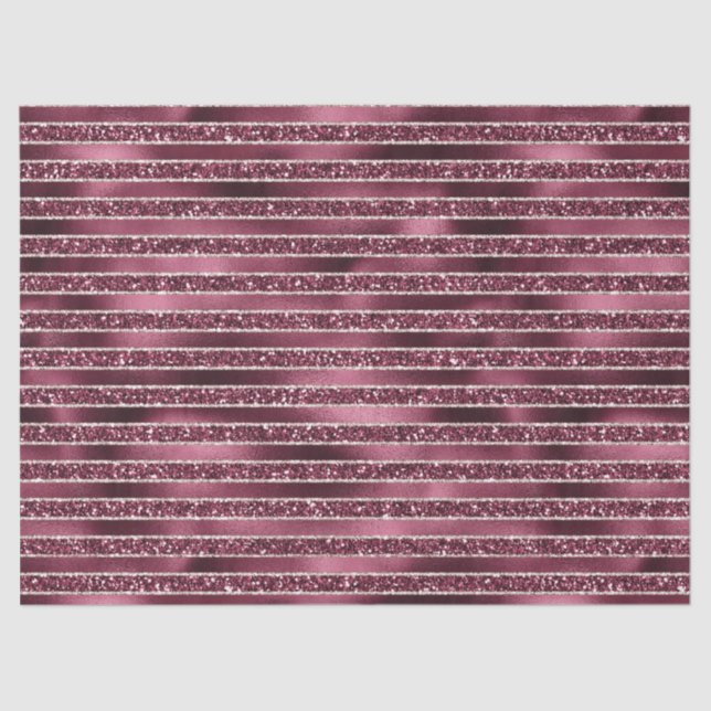 Papel De Seda Glam Burgundy Red Rose Rubor Purpurinas Stripes (Anverso)