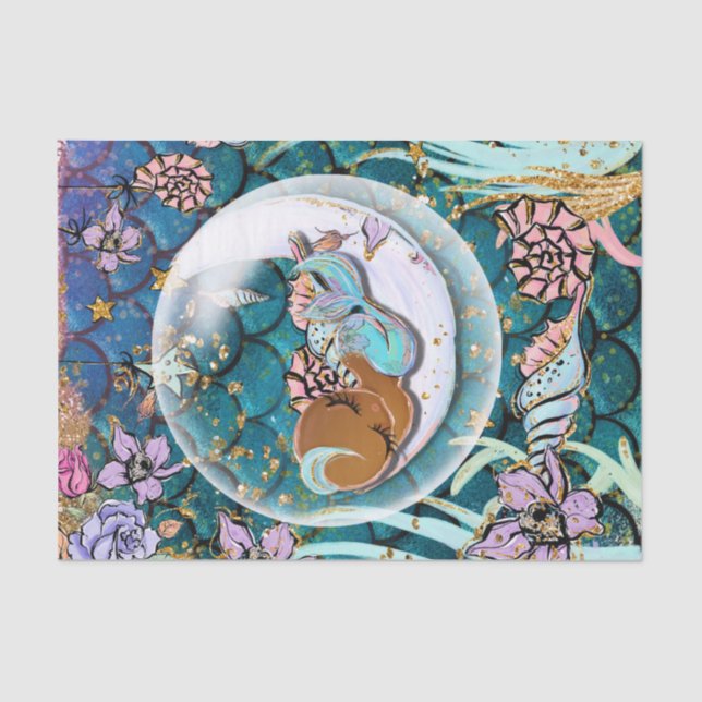 Papel De Seda Glam Dark Mermaid Boy fiesta de cumpleaños de Baby (Anverso)