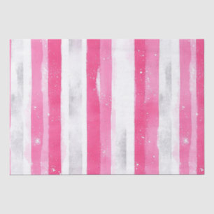 Papel De Seda Glam de Plata Rosa Abstract Stripes Cumpleaños