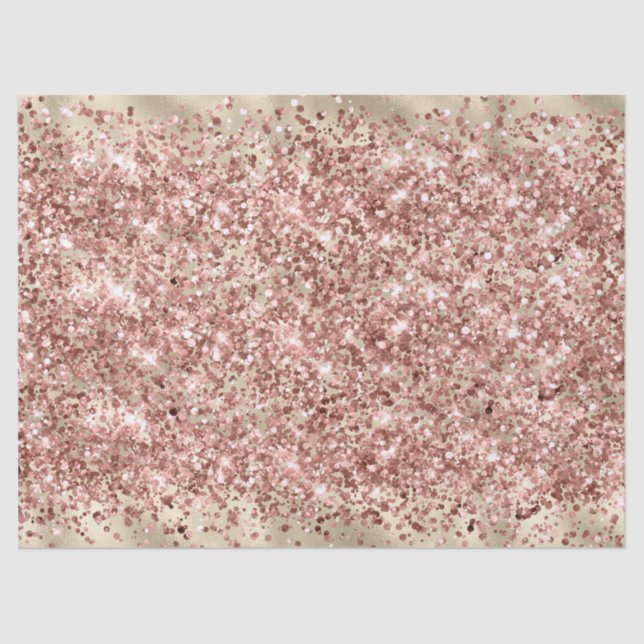 Papel De Seda Glam Girly Rosa Oro Purpurina Rosa Sparkle Confett (Anverso)