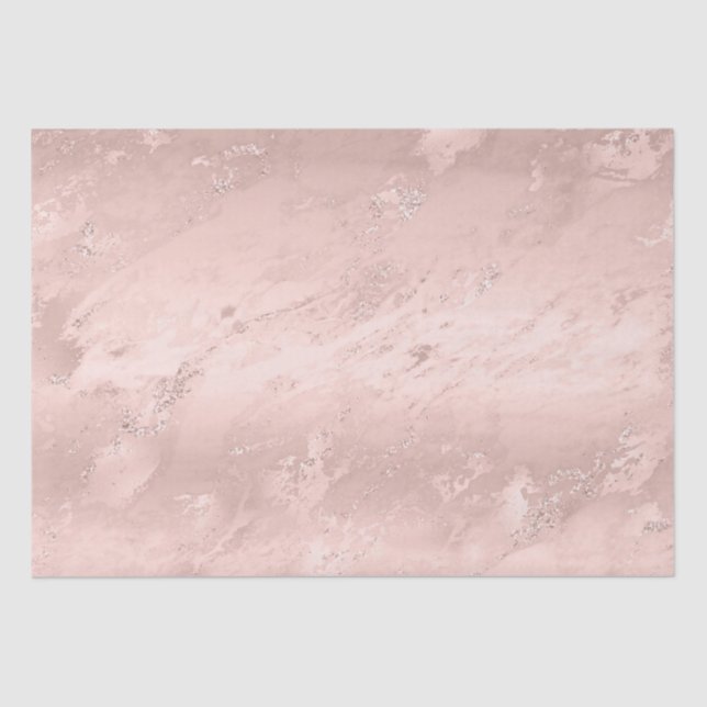 Papel De Seda Glam Girly Rubor Pink Glitzy Marble (Anverso)