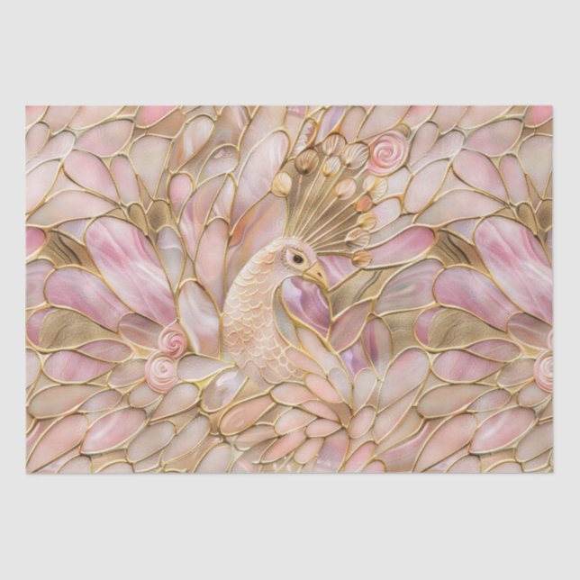 Papel De Seda Glam Gold Moda Pink Peacock (Anverso)