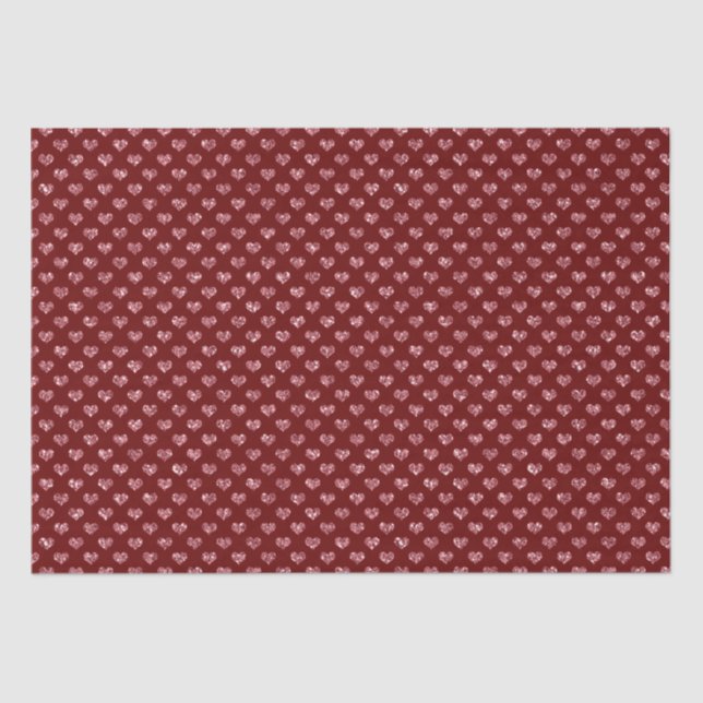 Papel De Seda Glam Hearts, Purpurina Rojo (Anverso)