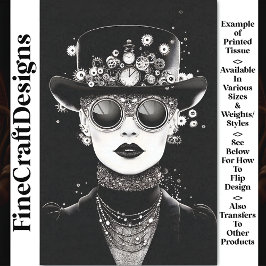 Papel De Seda Glam Monocromático Mujer Steampunk AC6 Decoupage