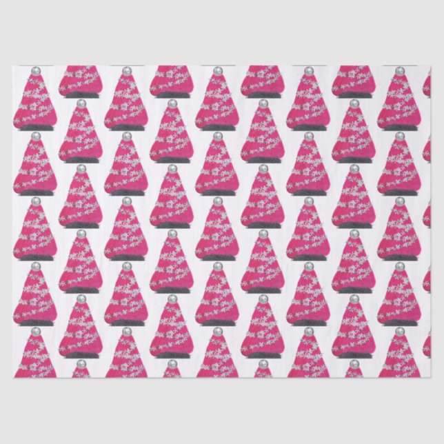 Papel De Seda Glam Pink Christmas Tree (Anverso)