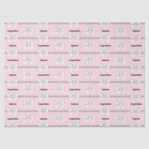 Papel De Seda Glam Pink Tiffany Tema Felicitaciones Nombre Bow