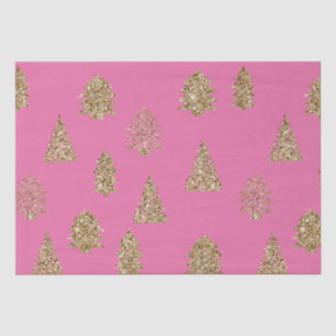 Papel De Seda Glam Purpurina de Oro Rosa Girly Árboles de Navida