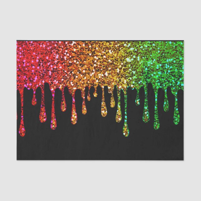 Papel De Seda Glam Rasta Rainbow Purpurinas Drithday Party (Anverso)