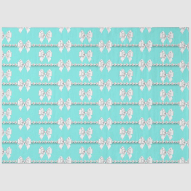 Papel De Seda Glam Verde azulado Aqua Tiffany Pearls Tema formal (Anverso)