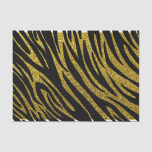 Papel De Seda Glam Zebra Stripes & Gold Faux Purpurina