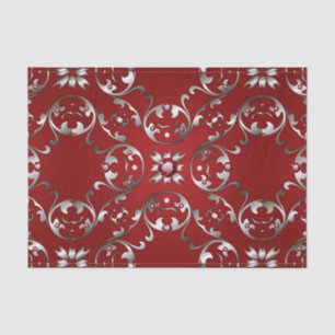 Papel De Seda Glamorosa Fancy White Gold Scarlet Rojo Barroco