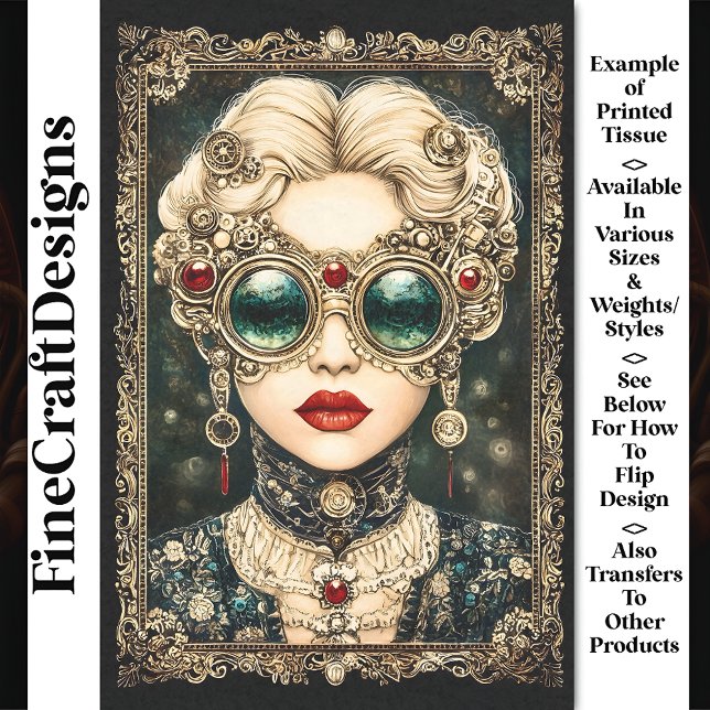 Papel De Seda Glamorosa Steampunk Woman, Ornate BY8 Decoupage (Subido por el creador)