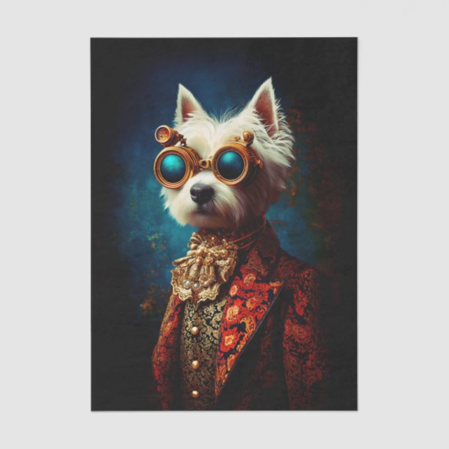 Papel De Seda Glamorous Steampunk Westie Dog EZ6L Decoupage (Anverso)