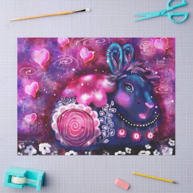 Papel De Seda Glamour Conejo Conejo Conejo Conejo Conejo Alegre  (Artesanía)