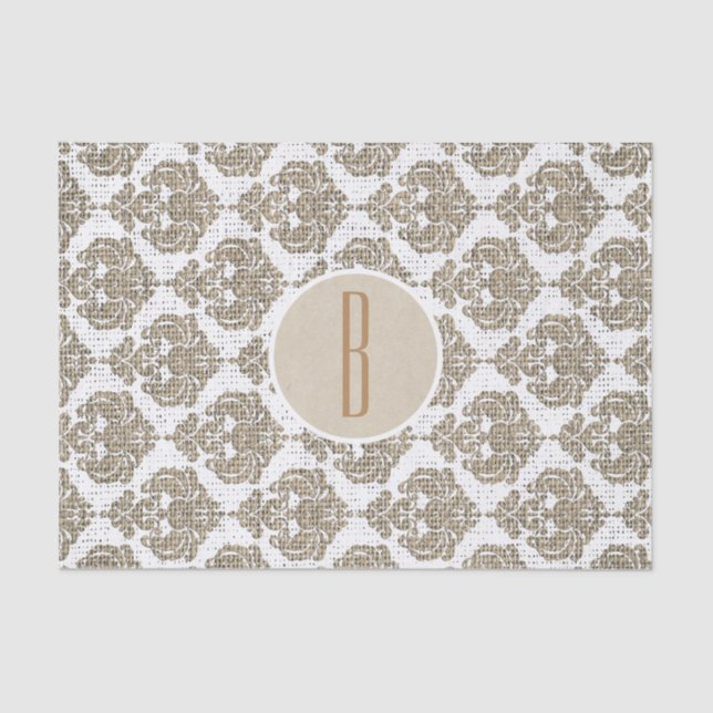 Papel De Seda Glamour rústico Burlap Royal Damask Moda moderna (Anverso)