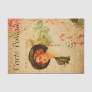 Papel De Seda Glamour vintage Lady Mujer Rosa Floral Francés