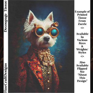 Papel De Seda Glamuroso Perro Westie Steampunk Decoupage EZ6R