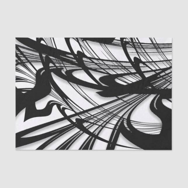 Papel De Seda Glen de helecho negro y blanco (Anverso)