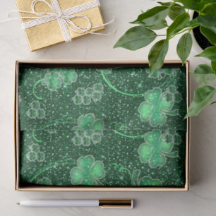 Papel De Seda Glittering Shamrock and Swirls ID289