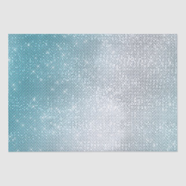 Papel De Seda Glitzy Aqua Ombre Sparkle (Anverso)
