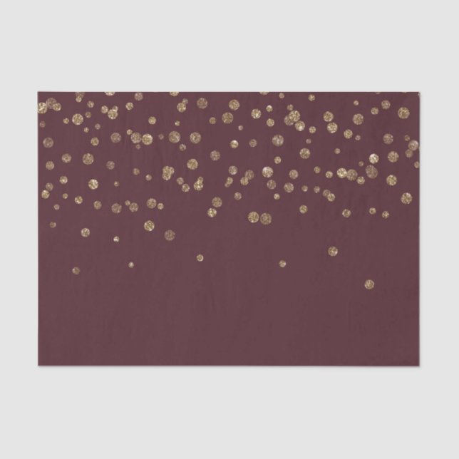 Papel De Seda Glitzy Gold Glam Burgundy Dots (Anverso)