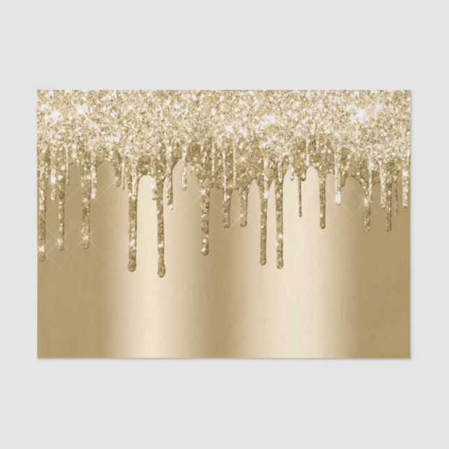 Papel De Seda Glitzy Gold Sparkle Purpurinas Drin Cumpleaños (Anverso)