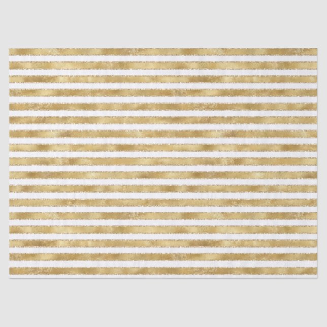 Papel De Seda Glitzy Gold White Glam Purpurina Sparkle Stripes   (Anverso)