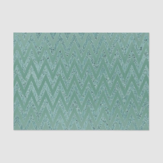 Papel De Seda Glitzy Green Chevron Stripes Navidades (Anverso)