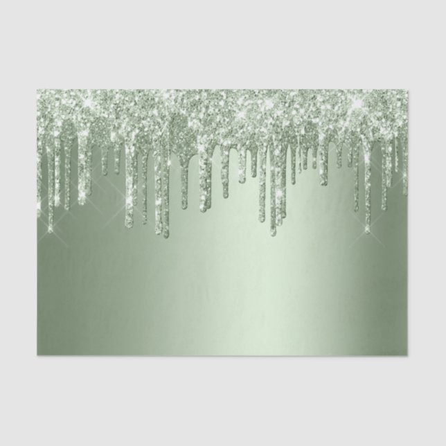 Papel De Seda Glitzy Sage Green Sparkle Purpurinas Drithday Cump (Anverso)