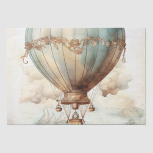 Papel De Seda Globo aerostático antiguo azul turquesa caprichoso