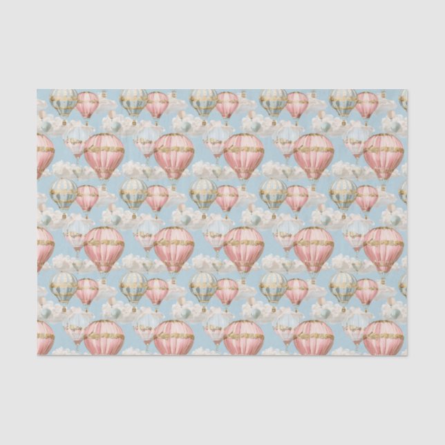 Papel De Seda Globo Aerostático Patrón Romántico Decoupage (Anverso)