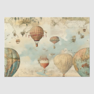 Papel De Seda Globo aerostático sepia Mapa antiguo