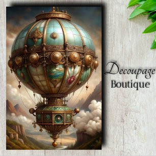 Papel De Seda Globo Aerostático Steampunk Decoupage