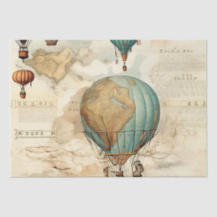 Papel De Seda Globo aerostático vintage mapa antiguo
