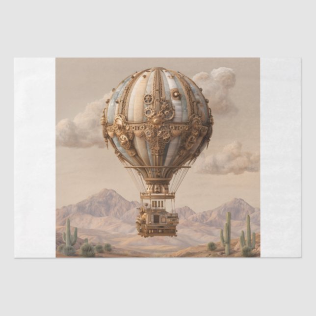 Papel De Seda Globo de aire caliente de Steampunk (Anverso)