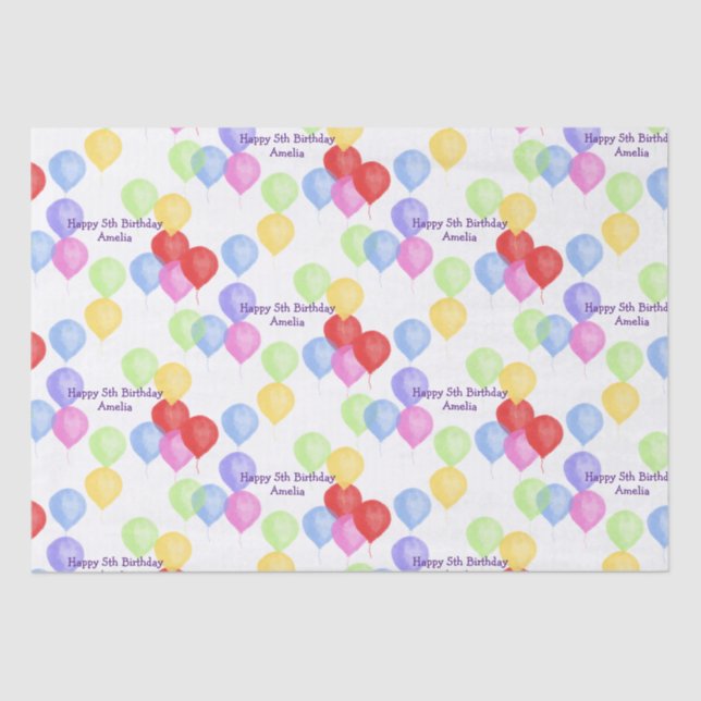 Papel De Seda Globo de cumpleaños personalizado (Anverso)