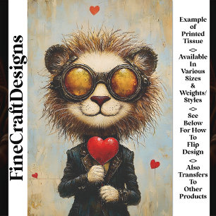 Papel De Seda Globo de León y Corazón Rojo Steampunk AS1 Descone