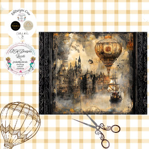 Papel De Seda Globo decoupage Steampunk Irlanda 