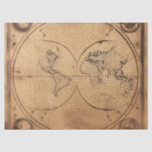 Papel De Seda Globo del Mapa Mundial de la Vintage Rusa