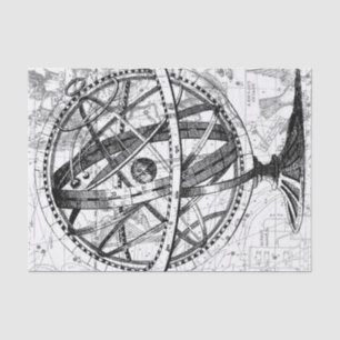 Papel De Seda Globo terrestre vintage mapa retro blanco y negro