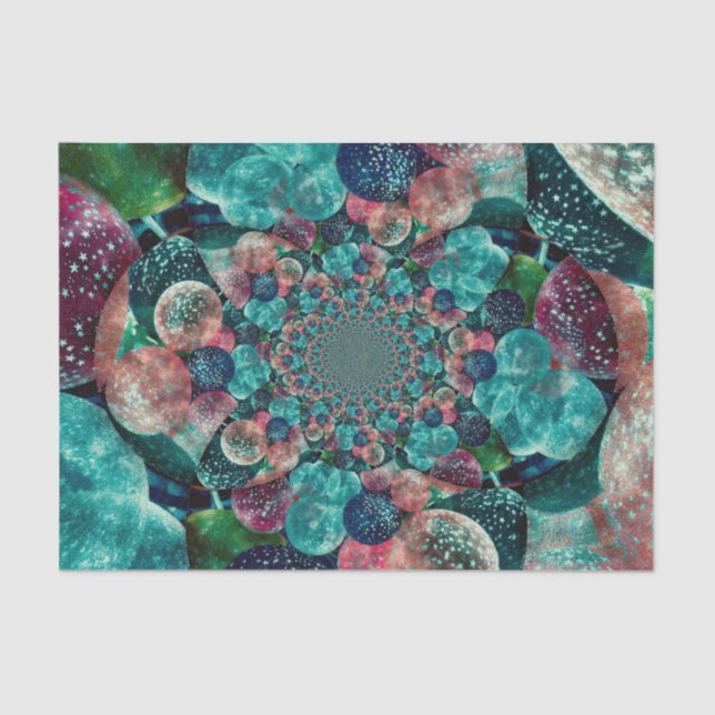 Papel De Seda Globos Antigua Turquesa Verde azulada Retro Azul (Anverso)