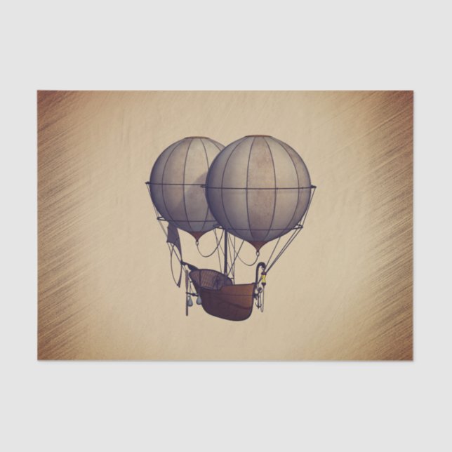 Papel De Seda Globos de aire caliente de Steampunk con barco (Anverso)